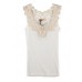 Lady Sexy Lace With Pearl Sleeveless Shirt Top White