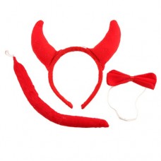 Halloween Costume Red Hair Hoop Tail Bow Tie