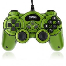 USB Double Shock 2 Game Controller PC Joypad -Green