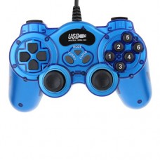 USB Double Shock 2 Game Controller PC Joypad -Blue