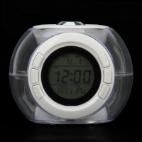 816  1.6" LCD Ball Style Projection Clock w/ Thermometer - White