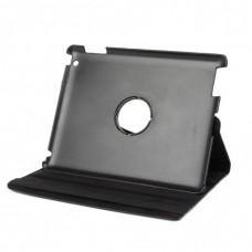 Protective 360 Degree Rotation PU Leather Case for The New iPad - Black