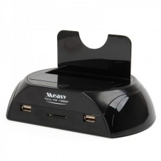 USB 3.0 2.5"/3.5" SATA HDD Docking + Full HD 1080P Media Player w/ Remote Control - Black