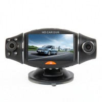 TX324-2  2.0MP CMOS Dual Lens Wide Angle Car DVR Camcorder w/ 4-IR Night Vision / TF (2.7" LCD) Black
