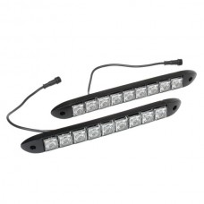 9 x 0.5W LED 80-90LM White Car Flashing Daytime Running Light - Black (DC 12V / Pair)