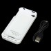 1600mAh External Battery Back Case w/ FM Transmitter for iPhone 4 / 4S - White