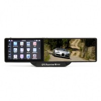 GHE5101 2-in-1 Bluetooth Rearview Mirror + WinCE 6.0 GPS Navigator w/ AV IN / 4GB Europe Map TF Card - Black