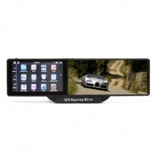 GHE5101 2-in-1 Bluetooth Rearview Mirror + WinCE 6.0 GPS Navigator w/ AV IN / 4GB Europe Map TF Card - Black