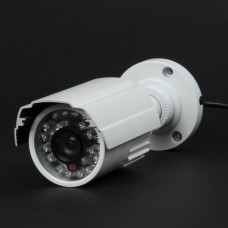 1/3 CCD Water-Resistive Surveillance Security Camera with 24-LED Night Vision - White (DC 12V)