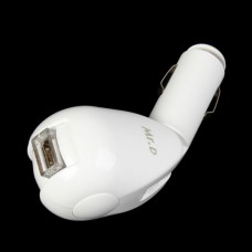 C-160 Car Cigarette Powered Rotatable Charging Adapter Charger for iPhone / iPod / Cell Phone - White