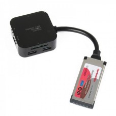 BW-P0057A Express Card to USB3.0 4 Port Hub + USB 2.0 Card Reader - Black