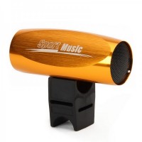 Portable Aluminum Alloy Casing USB Rechargeable TF Slot MP3 Player Speaker with FM - Golden (2 GB)