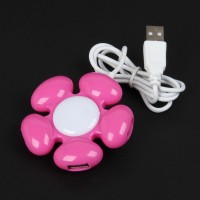 Flower Shaped High Speed 4-Port USB Hub - Pink + White