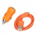 Micro USB Cable + Mini Car Charger (Orange)