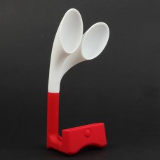 Cute Rabbit Ear Style Analog Acoustic Horn Stand Amplifier Speaker for iPhone 4 - White + Red