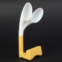 Cute Rabbit Ear Analog Acoustic Horn Stand Amplifier Speaker for iPhone 4 / 4S - White + Yellow