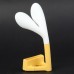 Cute Rabbit Ear Analog Acoustic Horn Stand Amplifier Speaker for iPhone 4 / 4S - White + Yellow