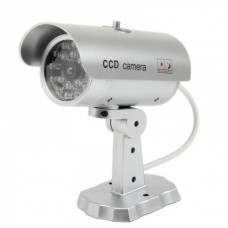 Fake Realistic Dummy Surveillance Security Camera w/ Blinking Red LED - Silver (2 x AAA)