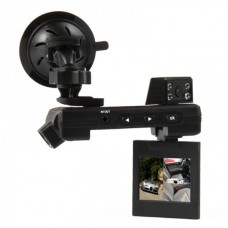 Dual 3.0MP CMOS Lens Wide Angle Car DVR Camcorder w/ 6-IR LED / TF / AV-Out (2.0" TFT LCD)