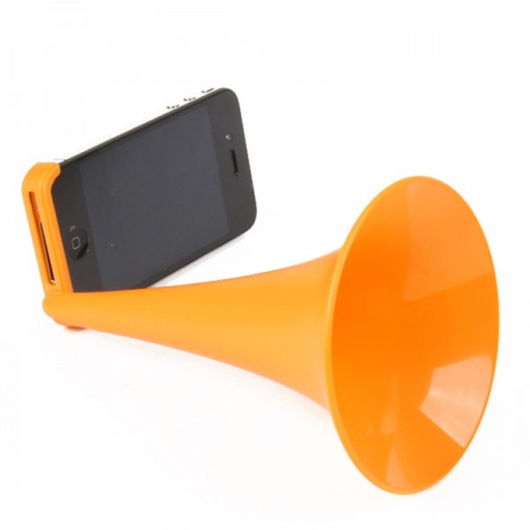 Designer's Analog Acoustic Horn Stand Amplifier Speaker for iPhone 6 Orange Free Shipping