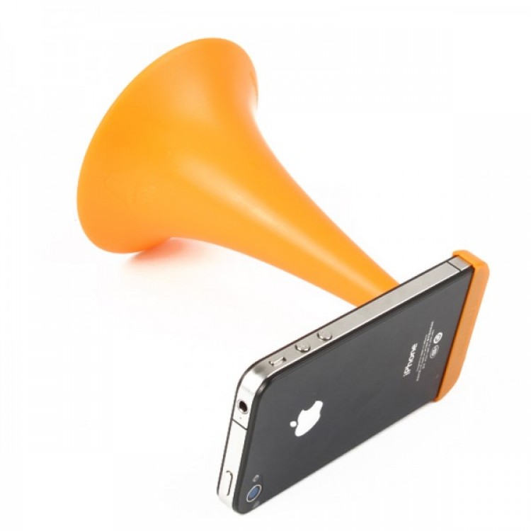 Designer's Analog Acoustic Horn Stand Amplifier Speaker for iPhone 6 Orange Free Shipping