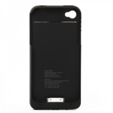 Stylish 1900mAh Rechargeable External Backup Battery Case for iPhone 4 - Black