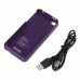 Stylish 1900mAh Rechargeable External Backup Battery Case for iPhone 4 - Purple