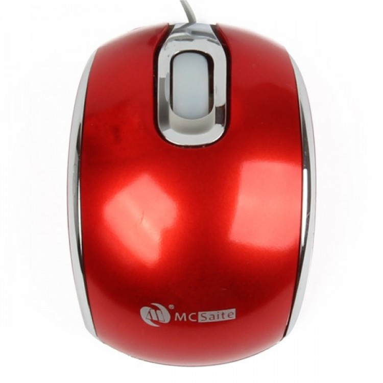 MCSaite USB 2.0 800DPI Optical Mouse with Retractable Cable - Red (70CM