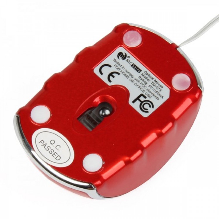 MCSaite USB 2.0 800DPI Optical Mouse with Retractable Cable - Red (70CM