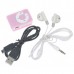 USB Rechargeable Mini Screen-Free Clip MP3 Player - Pink (2GB)