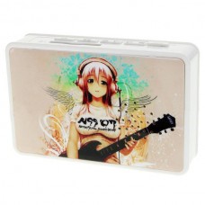 Mini Cassette Shaped Portable Rechargeable USB Host/SD Slot MP3 Player with Speaker (Guitar Girl)