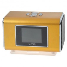 Rechargeable Portable 1.3" LCD TF/USB MP3 Music Speaker with FM Radio - Golden (3.5mm Jack)