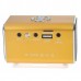 Rechargeable Portable 1.3" LCD TF/USB MP3 Music Speaker with FM Radio - Golden (3.5mm Jack)