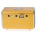 Rechargeable Portable 1.3" LCD TF/USB MP3 Music Speaker with FM Radio - Golden (3.5mm Jack)