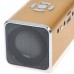 Rechargeable Portable 1.3" LCD TF/USB MP3 Music Speaker with FM Radio - Golden (3.5mm Jack)