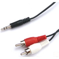 3.5mm 1/8 Y adapter stereo mini plug to male RCA jack