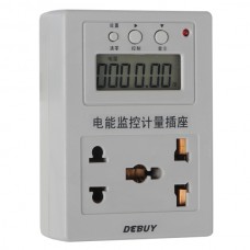 Electric Power Meter Electricity Consumption Monitor LCD Display with Socket Outlet