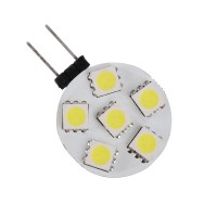 G4 6LED 5050-SMD Pure White Car Marine Light Bulb Lamp DC 12V Non-Polar