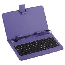 Purple Leather Case Keyboard with USB Port&Stander for 7" Tablets