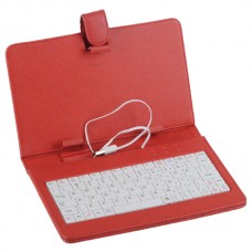 Red Leather Case Keyboard with USB Port& Stander for 7" Tablets