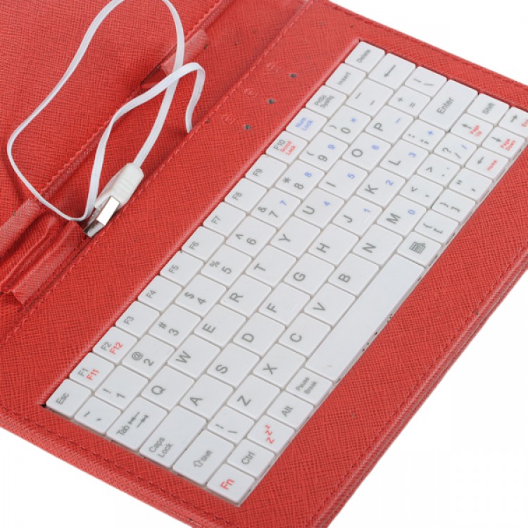 Red Leather Case Keyboard with USB Port& Stander for 7" Tablets Free