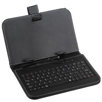 Black Leather Case Keyboard with USB Port& Stander for 7" Tablets