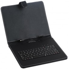 Black Leather Case Keyboard with USB Port for 10" Tablets