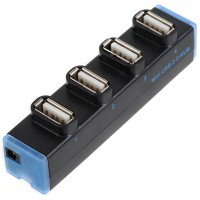 USB 2.0 High Speed 4 Port USB Mini Hub Connectors for Note Book-Black