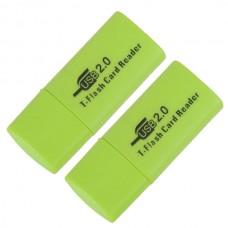 2pcs Mini USB 2.0 Professional Micro SD TF T-Flash Card Reader/Writer Green