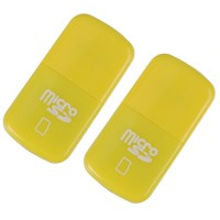 2PCS USB 2.0 Professional Micro SD TF T-Flash Card Reader/Writer Yellow