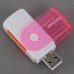 USB 2.0 All in 1 Memory Multi-Card Reader SDHC MS/SD/TF-Pink