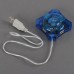 USB 4-PORT External Slim Mini HUB Splitter Transparent Blue