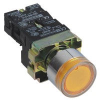 1 N/O XB2 Momentary Yellow Flush Pushbutton With 10A Pilot Light Lamp