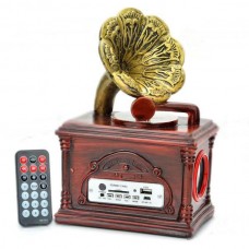 Vintage Gramophone Style Rechargeable MP3 Player Speaker FM Radio USB SD Slot